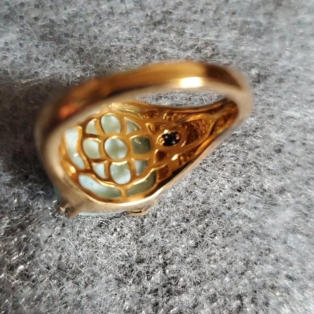 Giuseppe Perez Vermeil Yellow Gold Over Silver Larimar Enameled Ring Size 7 - Picture 7 of 9
